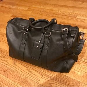 Black bowling style duffle satchel handbag